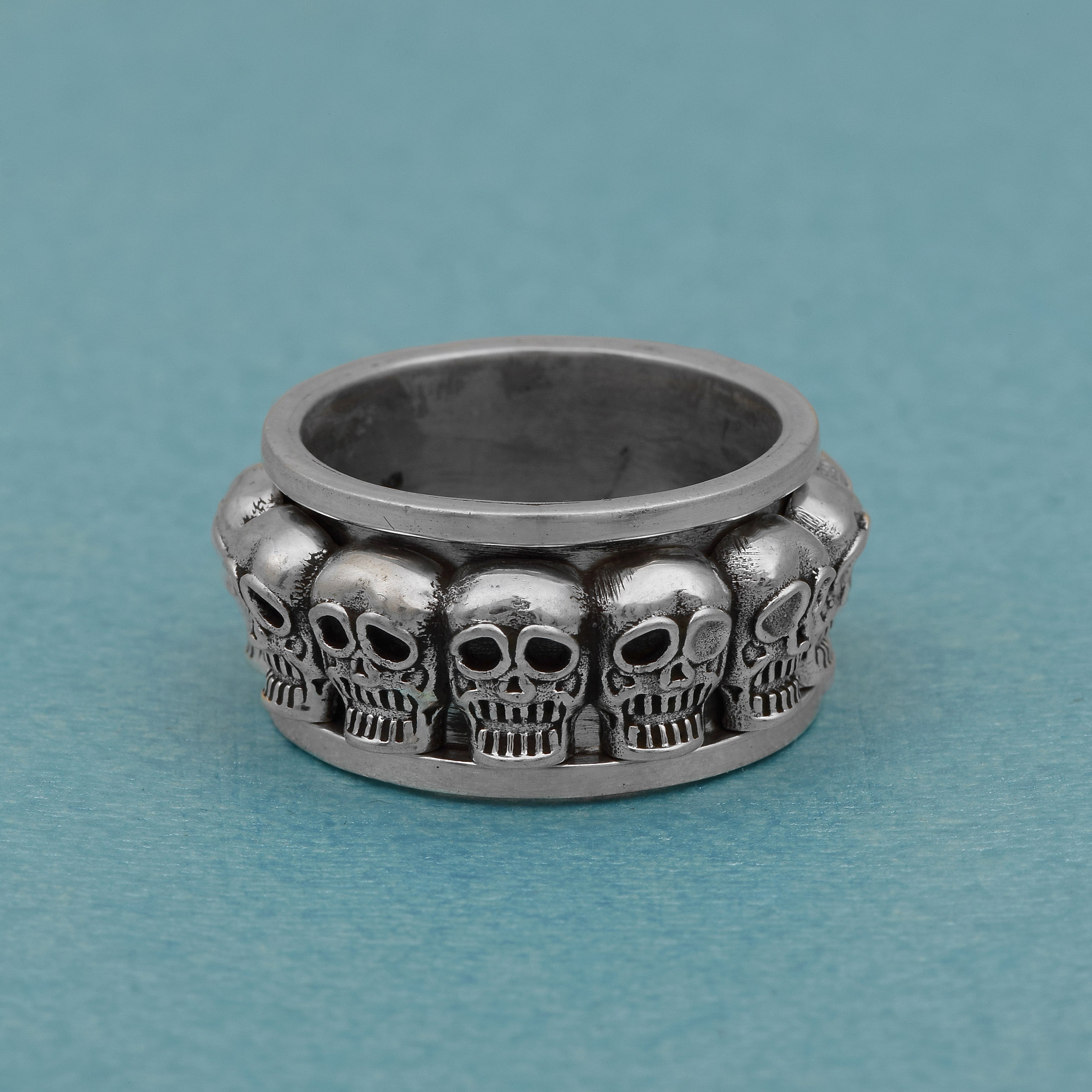 Gothic Skull Spinner Ring - Sterling Silver