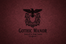 The Gothic Manor Logo with Burgundy Background