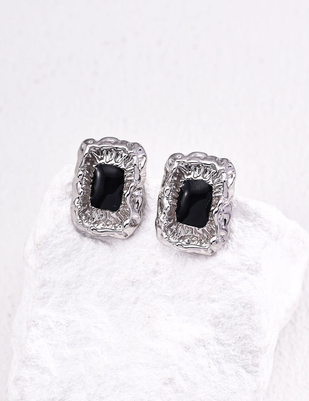 Vintage Black Drip Enamel Earrings