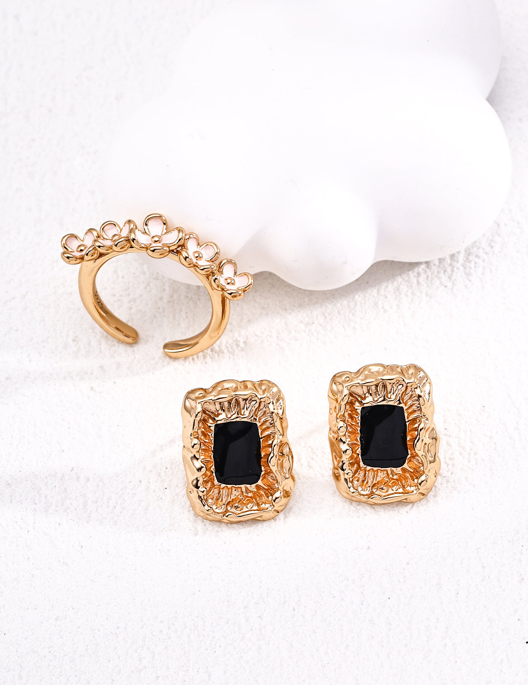 Vintage Black Drip Enamel Earrings